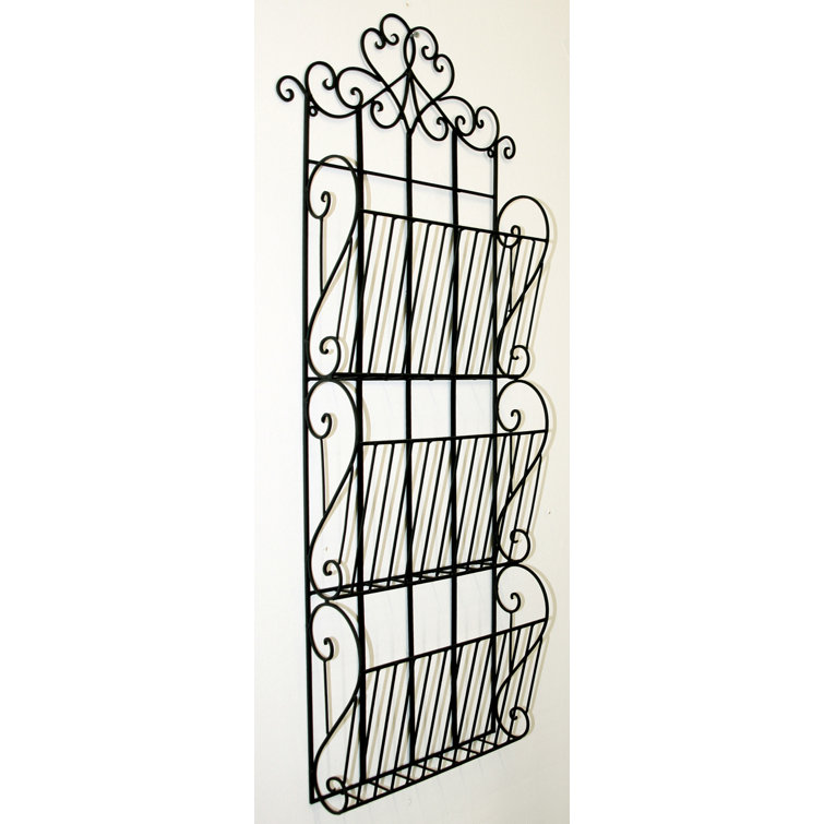 Castleton Home Metal Scroll Design Wall Hanging Magazine Rack with 3